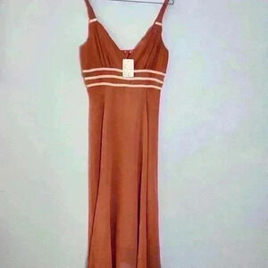 Nicole signature women's spaghetti strap, long, tapered, lined, sheer dress sz S